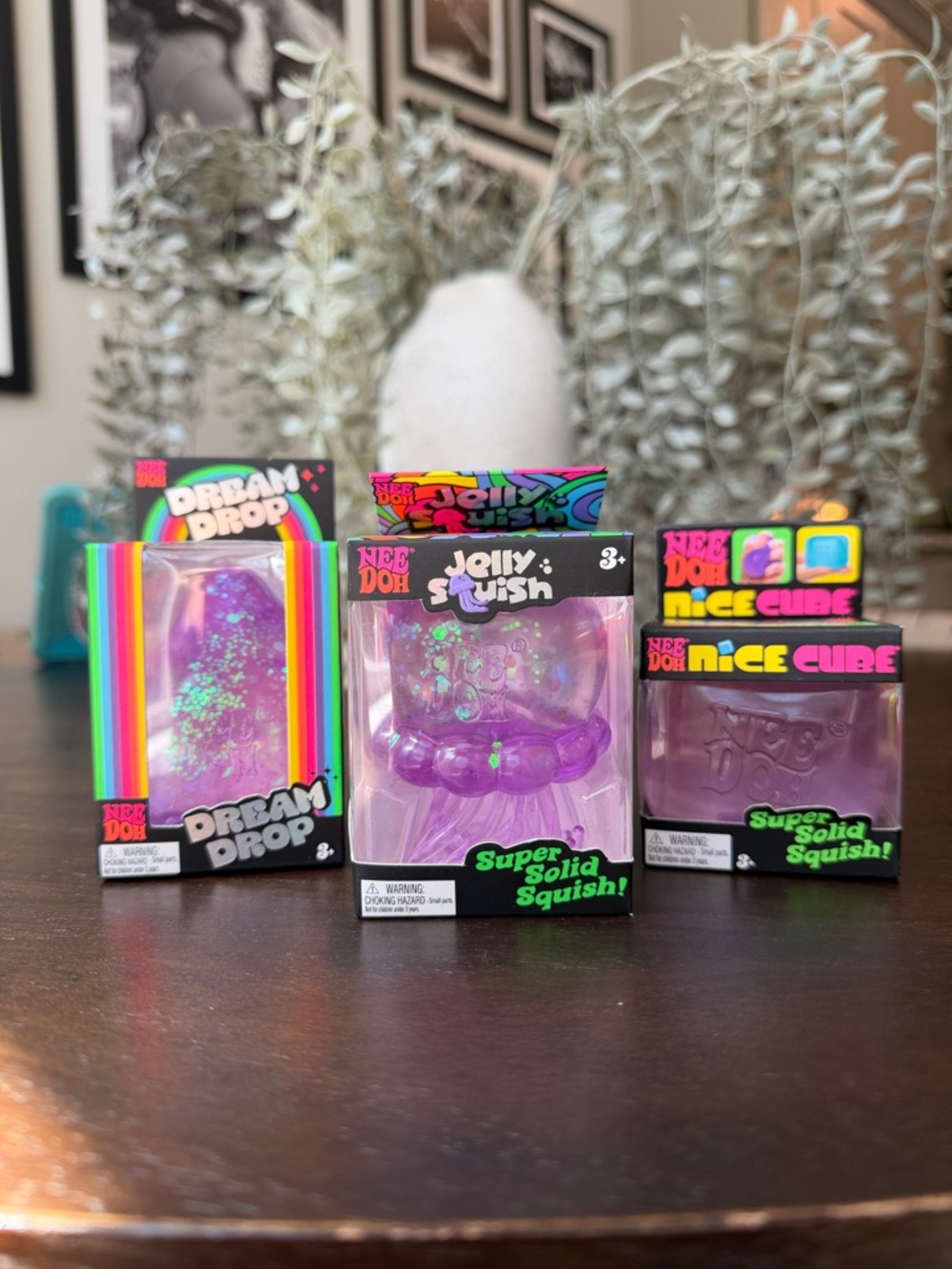 SET OF 3 NeeDoh Jelly Squish & Nice Cube & dream drop PURPLE NWT